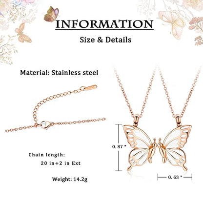 constantlife 2 Pack Butterfly Urn Necklaces for Ashes for Women Girls Stainless Steel Pendants Cremation Keepsake Jewelry Mother Daughter Sister Friendship Memorial Gifts - color: Rose Gold