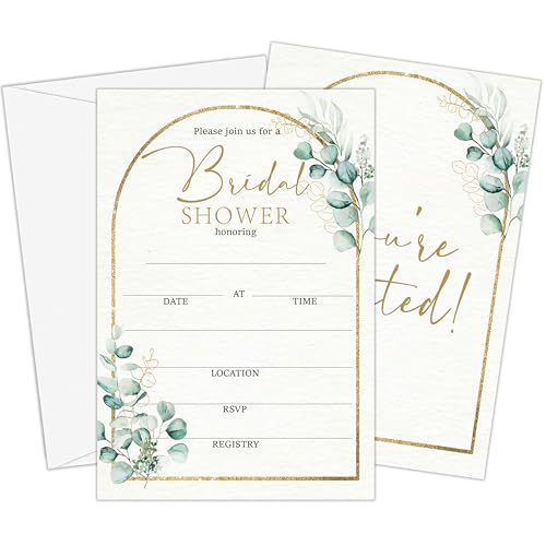 Greenery Bridal Shower Invitations | Spring Elegant Greenery Arch Bridal Shower Invitations, 25 Botanical Party Invites with Envelopes-A15 - style: greenery arch