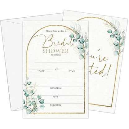 Greenery Bridal Shower Invitations | Spring Elegant Greenery Arch Bridal Shower Invitations, 25 Botanical Party Invites with Envelopes-A15 - style: greenery arch