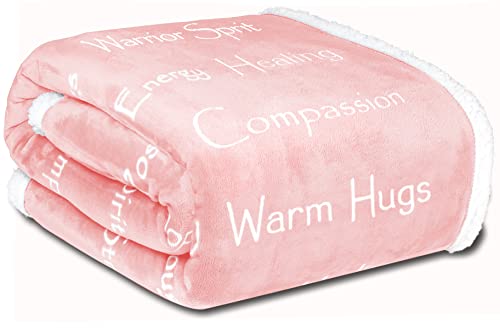 Compassion Blanket - Strength Courage Super Warm Hugs, Get Well Gift Blanket Plush Healing Thoughts Positive Energy Love & Hope, Cancer Support Gift for Women 50 x 65 (Pink, One Size) - color: Dusty Pink, size: 50 x 65 Sherpa