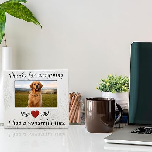 BANBERRY DESIGNS Pet Memorial Picture Frames - Set of 2 - Thanks for Everything I had a Wonderful Time - Ceramic Photo Plaque - 4" X 6" Photograph - Dog Cat Loss Sympathy Gifts - Loss of Pet Gift - color: 2 Pack