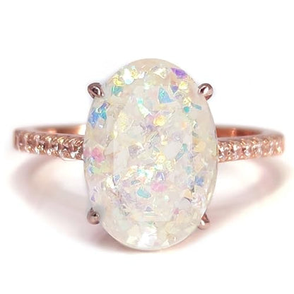 Love Catcher DIY Oval Cremation Ashes Ring Kit, Memorial Jewelry - color: Rose Gold