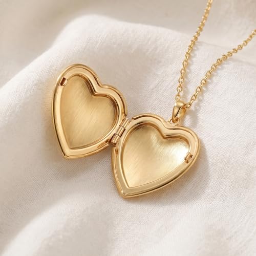 Heart Locket Necklace for Women Butterfly Necklace Holds Pictures Memorial Jewelry Birthday Mother's Day for Women - color: Gold
