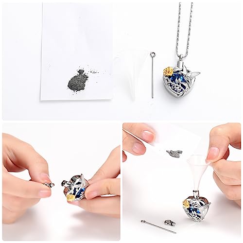 Yinplsmemory Hummingbird Cremation Jewelry Crystal Heart Urn Ashes Necklace for Women Men Memorial Keepsake Necklace of Loved One - color: Blue-Gold