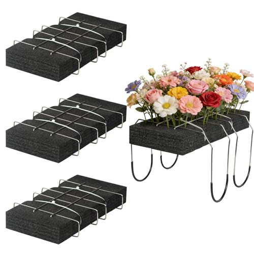 4Packs Headstone Flower Saddles Gravestone Saddle with Floral Foam for Grave Wire Rustproof Galvanized Cemetery Headstones Tombstone Decoration (Black,12’’) - color: Black-4pcs
