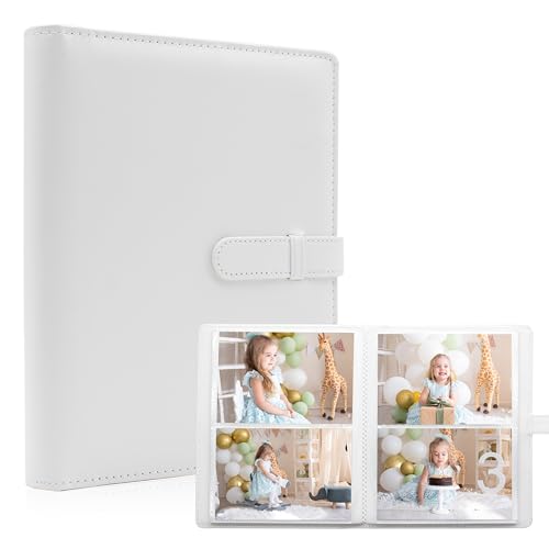 Photo Albums 4x6 Pictures – 152 Pockets Vegan Leather Cover Memory Album Book, Suitable for Family Wedding Boys Girls and Babies Storage (White) - color: White