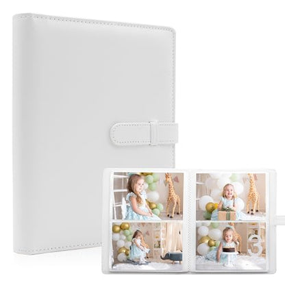 Photo Albums 4x6 Pictures – 152 Pockets Vegan Leather Cover Memory Album Book, Suitable for Family Wedding Boys Girls and Babies Storage (White) - color: White