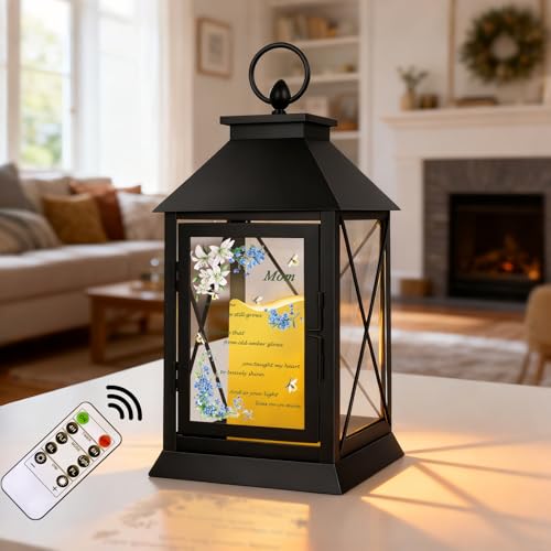 Memorial Candle Lantern with Flickering LED Candle and Remote Control Bereavement Sympathy Gifts in Memory for Loss of Mom Remembrance Gift (Mom) - color: Mom