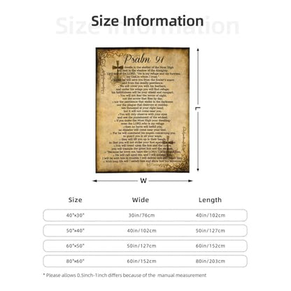Psalm 91 Gifts Blanket for Women Christian Gifts Faith Bible Religious Gifts Christian Inspirational Blankets Soft Flannel Throw Blanket 80"X60" - color: Psalm 91, size: 80"x60"