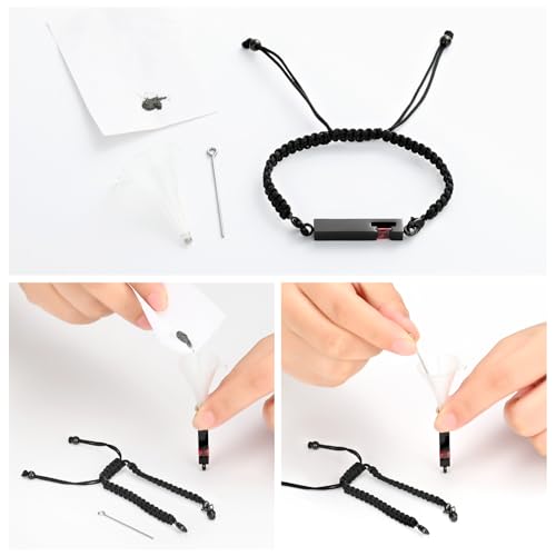 XSMZB Urn Bracelet for Ashes Stainless Steel Crystal Cube Cremation Bangle Locket Memorial Ashes Holder Keepsake for Women Men - color: Black-Red