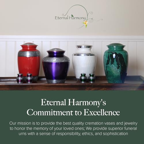 Eternal Harmony Small Keepsake Urn, Male & Female Small Cremation Urn for Human Ashes with Elegant Finishes, Secure Seal & Velvet Bag, Mini Urn for Men & Women Ashes Up to 3 Cubic Inches (Purple) - color: Purple