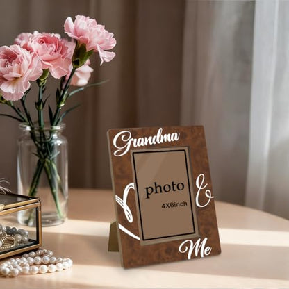 Grandma and Me Picture Frame, Grandmother Birthday Gift From Grandchild, Tabletop Display Home Decoration, Grandma Gifts Wooden Photo Frame Fitting a 4x6 Inch Photo - color: Grandma and Me