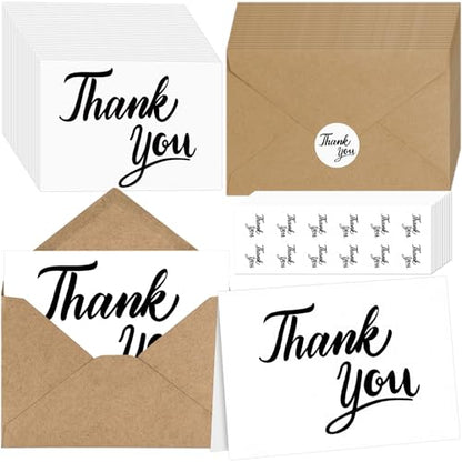 600 PCS Thank You Cards with Envelopes Matching Stickers Thank You Notes Bulk 4x6 Inch Minimalistic Design for Business Baby Shower Wedding Small Business Graduation Bridal Shower Funeral White - color: White