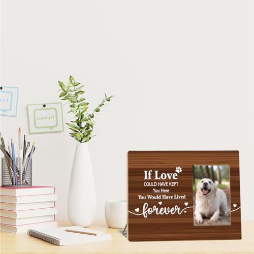 OTINGQD Dog Memorial Picture Frame Gift,If Love Could Have Kept You Here You Would Have Lived Forever Wooden Photo Frame for Tabletop Wall Display,Dogs Memorial Gifts for Loss of Dog - style: Dog Memorial Gifts-2