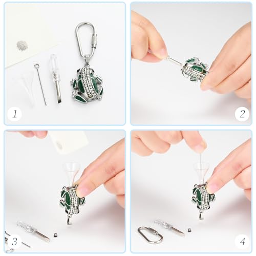 Frog Urn Necklace for Ashes Animals Cremation Jewelry Stainlee Steel Memorial Necklaces Keepsake Jewelry Ashe Holder Pendant for Human Ashes with Filling Kits - color: Green-keychain