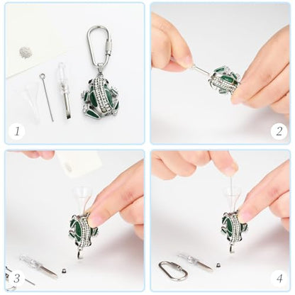 Frog Urn Necklace for Ashes Animals Cremation Jewelry Stainlee Steel Memorial Necklaces Keepsake Jewelry Ashe Holder Pendant for Human Ashes with Filling Kits - color: Green-keychain