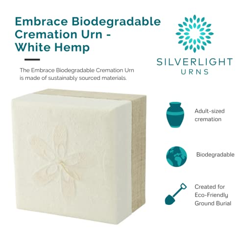Embrace Biodegradable Cremation Urn for Ashes - White Hemp - color: White Hemp