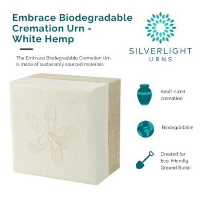 Embrace Biodegradable Cremation Urn for Ashes - White Hemp - color: White Hemp