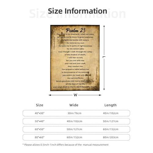 Psalm 23 Gifts Blanket for Women Christian Gifts Faith Bible Religious Gifts Christian Inspirational Blankets Soft Flannel Throw Blanket 80"X60" - color: Psalm 23, size: 80"x60"