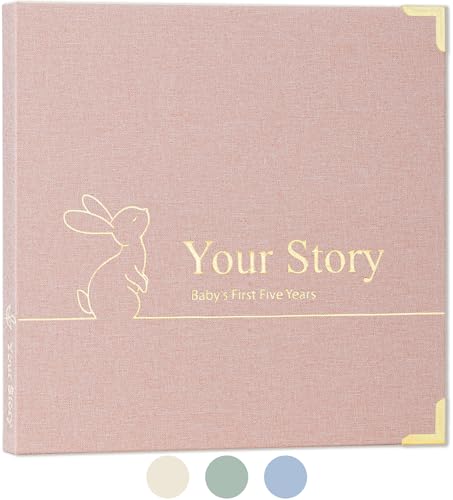 Baby Book Keepsake Boy or Girl Timeless Baby Memory Book First 5 Years for Baby Shower Gender Neutral Baby Scrapbook New Mom Gift Baby Journal from Birth to Age 5 Milestone Book Blush Pink - color: Blush Pink