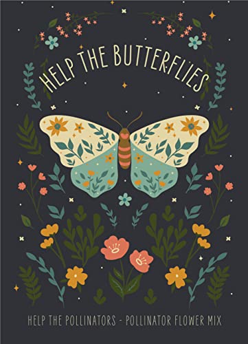Bentley Pollinator Wildflower Mix, 25 Non-GMO Non-Coated Packets for Garden Planting, Help Butterflies and Pollinators, Beautiful Gift - style: Help the Butterflies