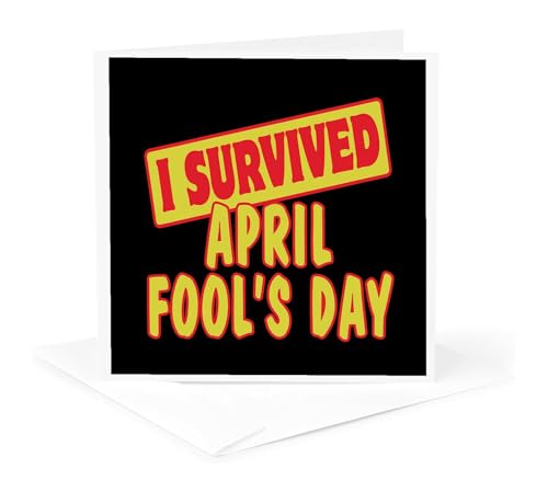 3dRose I Survived April Fools Day Survial Pride And Humor Design 1 Greeting Card with envelope