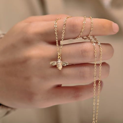 RZKING Golden Necklace for Women, Gifts for Best Friend Sister Mom Daughter - style: Bee