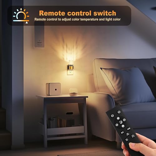 JandCase Night Lights Plug into Wall, 1 Pack Color Changing Night Light - color: Gold-RGB-Remote Control, size: 1 Pack