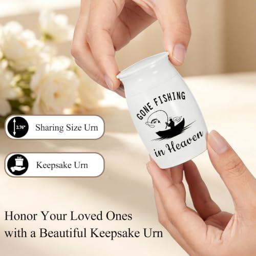 SOITIS 2.7" Aluminum Mini Urn for Ashes Small Urns for Human Ashes Keepsake - color: White Fishing