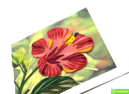 GREENHANDSHAKE Hibiscus Flower, quilling art greeting card for birthday, valentine's day, mother's day, anniversary, thank you, get well, 6" x 6" - style: Hibiscus Flower