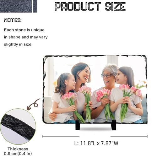 LOUISMIAA Personalized Picture Frame Custom Photo Stone Rock Slate Plaque Frames, Customized Gifts for Mothers Fathers Day Valentine's Day Wedding Birthday Christmas, Rectangular Shape 11.8 * 7.87 in - color: Rectangular-11.8*7.87 inch
