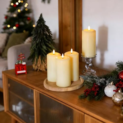 MUMCHASI 4 Packs Flameless Candles, Battery Operated Candles with Remote, Plastic LED Flickering Candles, Pillar Candles for Home Wedding Party Halloween Christmas D3 xH6 (Ivory) - color: ivory-plastic