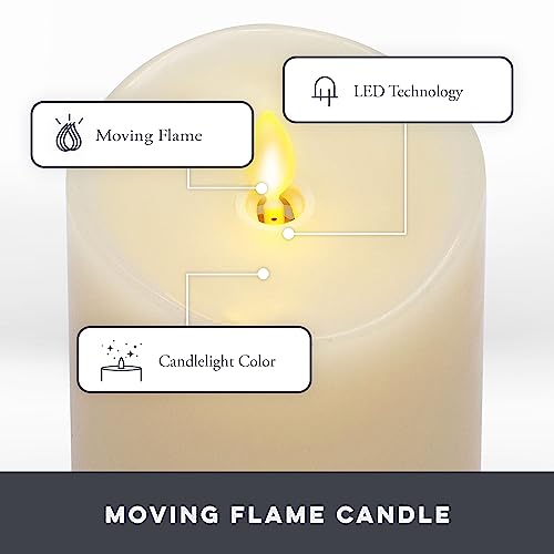 Matchless Candle Co. Flameless Moving Flame Pillars, Unscented Wax Melted Edge, AA Batteries - color: Ivory
