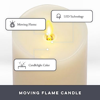 Matchless Candle Co. Flameless Moving Flame Pillars, Unscented Wax Melted Edge, AA Batteries - color: Ivory