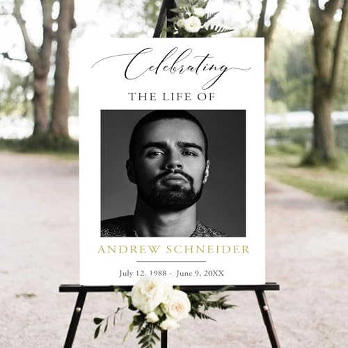 Funeral Welcome Sign, Obituary Template, Minimalist Funeral decor, Celebrating the Life Sign, Large Memory Board, Funeral Easel Welcome Sign, Funeral program, Simple Funeral Welcome Board - color: #Version 16