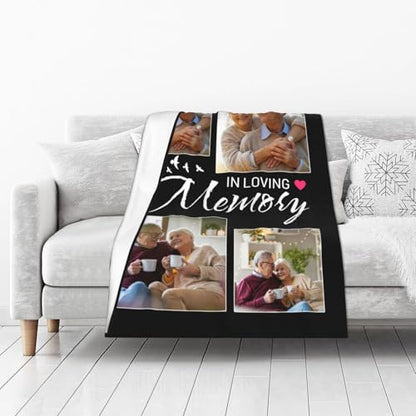 Custom Memorial Blanket with Picture, Customized Picture Blanket Throws for Loss of Mother Father Grandma Grandpa - color: Memorial Blanket 2