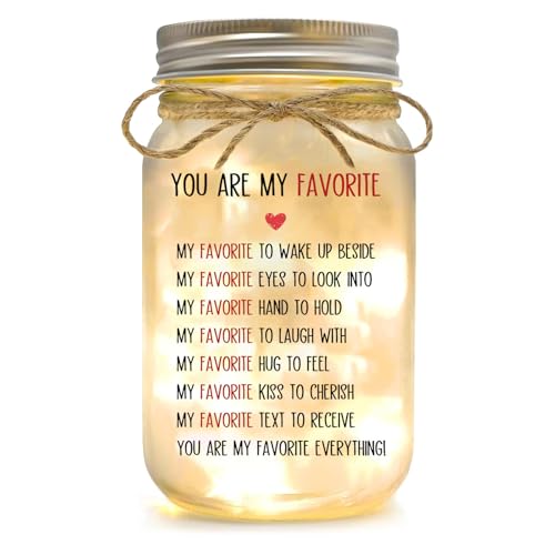 Anniversary Valentines Day Gifts for Women Men, Gifts for Boyfriend Girlfriend Him Her, You Are My Favorite Mason Jar Night Light Couples Decor, I Love You Engagement Wedding Gift - color: Valentines Gifts G