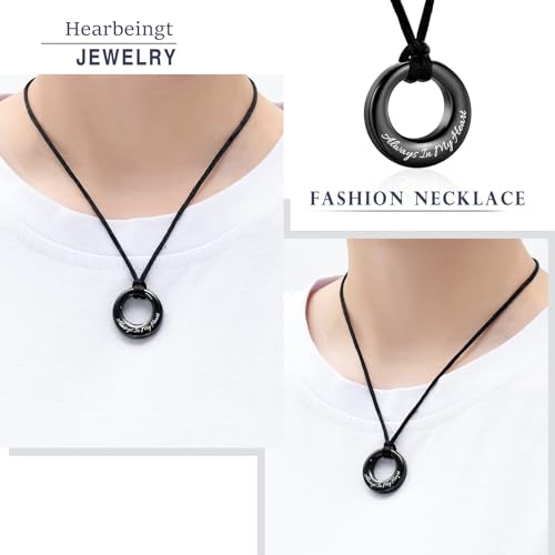Hearbeingt Cremation Jewelry Urn Necklace for Ashes for Women Men, Circle of Life Eternity Memorial Pendant Ash Jewelry - color: Always In My Heart-2 PCS