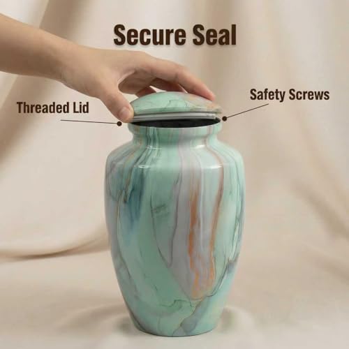 Green Marble Finish Cremation Urn for Ashes Adult Male Female - size: Large,Green Marble Finish