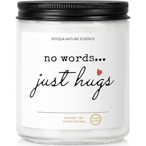 Sympathy Gifts for Loss of Loved One, Memorial Candle 9oz Lavender Scented Soy Candle, “No Words… Just Hugs” Remembrance & Bereavement Gift, Grief Gifts for Women, Condolence Gift, 50 Hour Burn, st - color: White