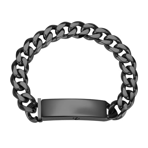 Urn Bracelet For Ashes For Men Stainless Steel Cuban Link Chain Cremation Jewelry For Ashes Of Loved Ones Memorial Bangle Bracelet - color: Black-20cm