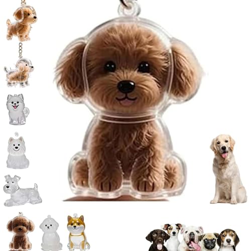 Dog Hair Collector Keychain Charm Memorial Storage Box,Pet Hairs Keychain,Pet Fur Keepsake Capsule Pendant - color: Teddy