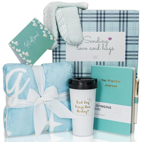 Chemo Care Package, Cancer Care Gifts for Women with Blanket, Socks, Journal, Tumbler (Turquoise) - color: Turquoise