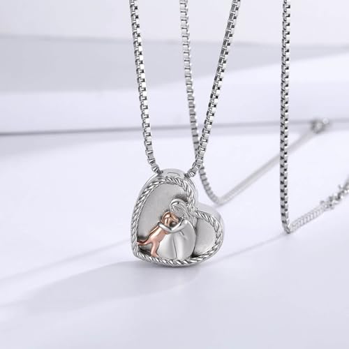 Sterling Silver Dog Urn Necklace for Pet Ashes - S925 Pet fur Cremation Memorial Keepsake Pendant Jewelry Gifts for Women Loss Puppy - style: Dog Urn Locket Necklace