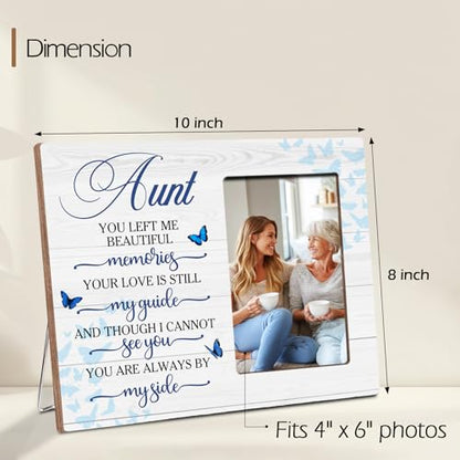 Aunt Memorial Bereavement Wooden Picture Frame Gifts for Loss of Aunt, Always By My Side Sympathy Gifts for Loss of Auntie, Fits 4x6 Photo Frame - color: Blue-aunt