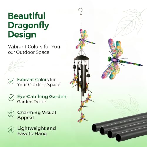 Wind Chimes for Outside, Dragonfly Garden Windchimes Memorial Windchimes - color: Colorful Dragonfly Wind Chimes