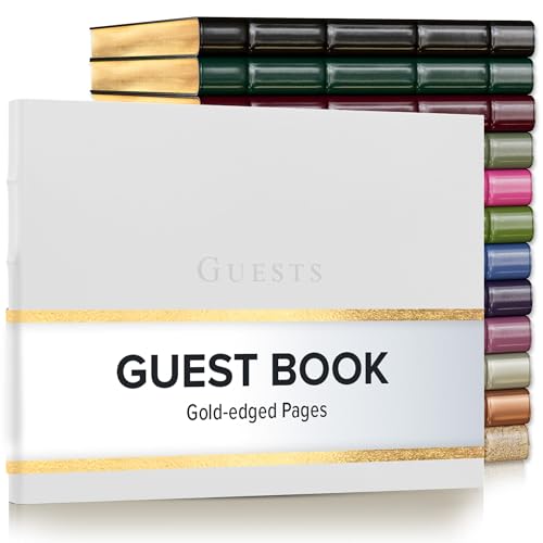 Gallery Leather Guest Book - Great for Wedding, Reception, Baby and Bridal - color: Acadia White