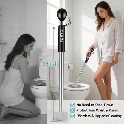 Pumice Stone Toilet Cleaner with Long Handle – 8 Refills for Hard Water - color: Black
