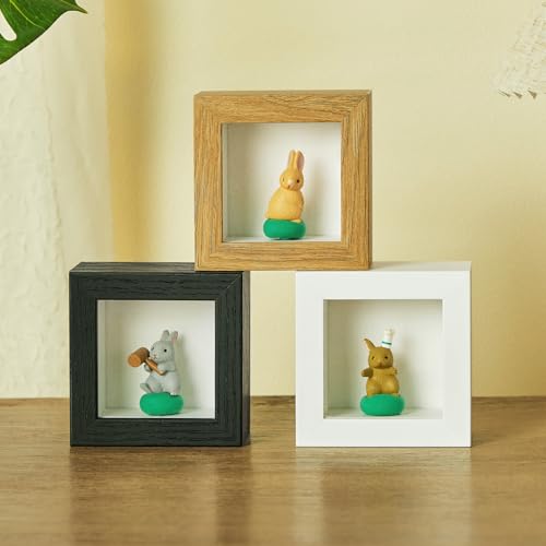 3x3 Mini Shadow Box Frame with Shatterproof Clear Glass & Push Pins - color: White+foam Back+foam Packaging, size: 3x3