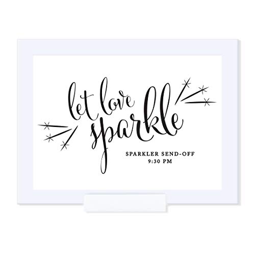 Andaz Press Personalized Wedding Framed Party Signs, Formal Black and White, 5x7-inch, Let Love Sparkle, Sparkler Send Off, 1-Pack, Includes Frame, Custom Made Any Time - color: Activity Sparkler